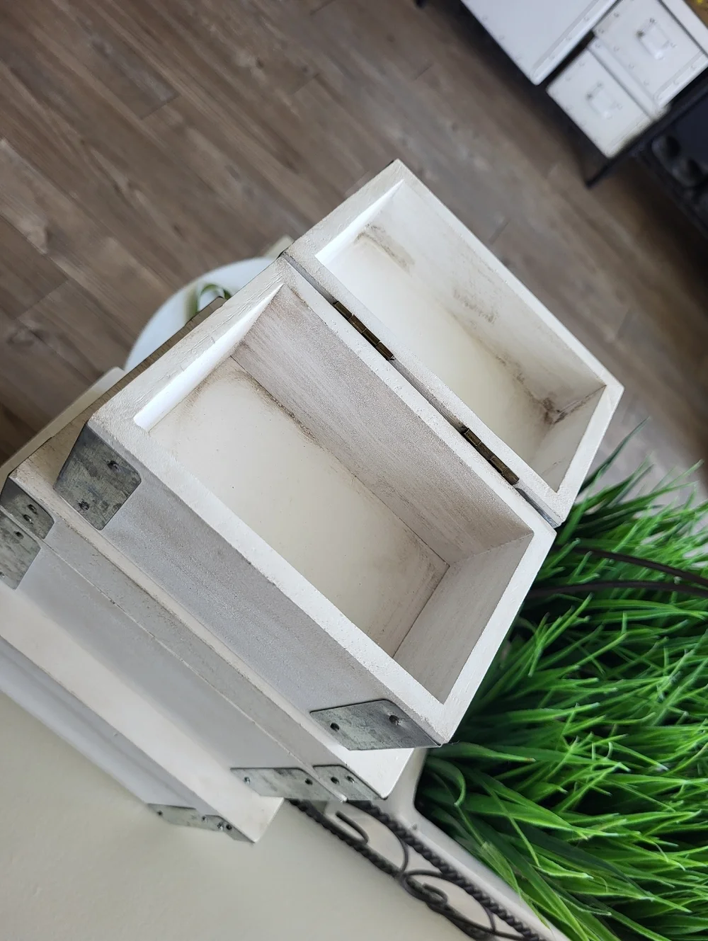 Shabby Chic Nesting Wood Boxes Set of 3 | Distressed White Farmhouse